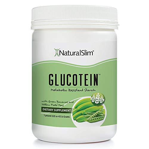  NaturalSlim GLUCOTEIN “Resistant Starch” w/ Green Banana & Field Peas - Promotes Digestive Health & Metabolism - Non GMO Natural Fiber Powder Gluten & Grain Free 1 LB Vegan Flour Mix  - 688098380787