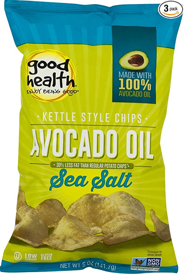  Good Health Avocado Oil Kettle Style Chips with Sea Salt 5 oz. Bag (3 Bags) - 688943364252