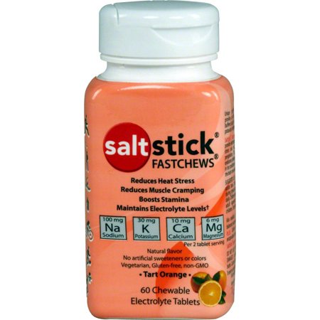 SaltStick FastChews, Electrolyte Replacement Tablets for Rehydration, Exercise, Hiking & Sports Recovery, Bottle of 60 FastChews Tablets, Orange (B01IUVUMSK) - 689076675215