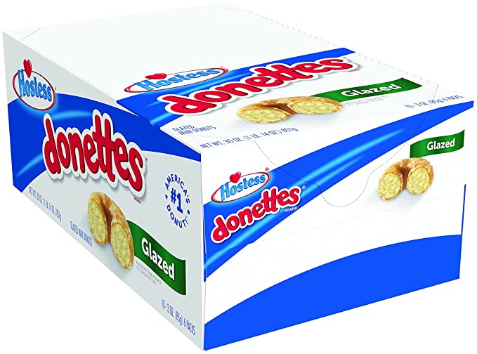 Hostess Donettes Mini Donuts, Glazed, 3.7 Ounce, 10 Count - 689139185996