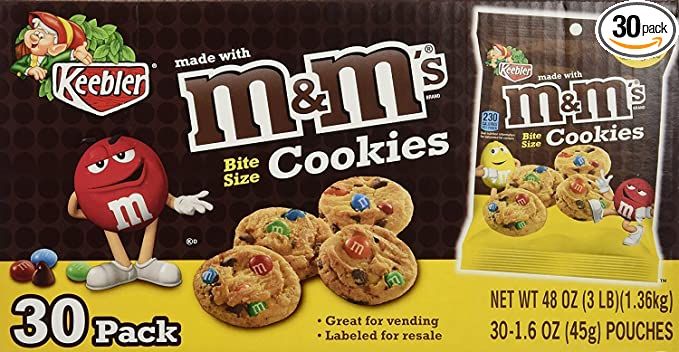  Keebler Bite Size Chocolate Chips Cookies With m&m's, 1.6 Oz Bag (Pack of 30) (1 box)  - 689139217574