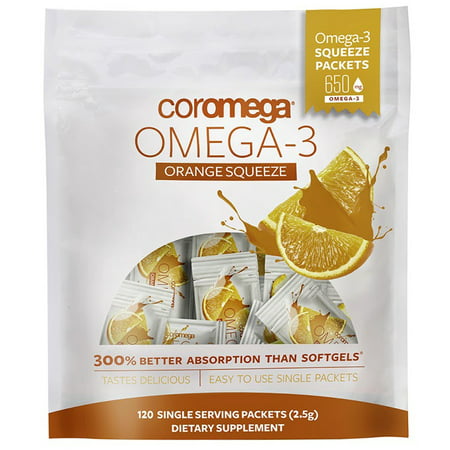 Coromega Omega-3 Squeeze Packets Orange 120 Ct - 689269451091