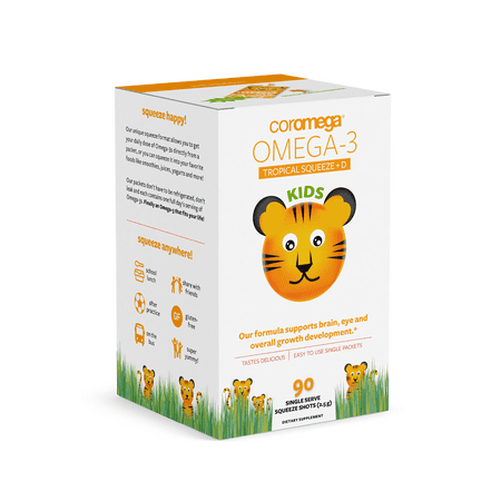 Kids Omega-3 Tropical Orange + Vitamin D 30 Single Serving Packets (2.5 g) Coromega - 689269452425