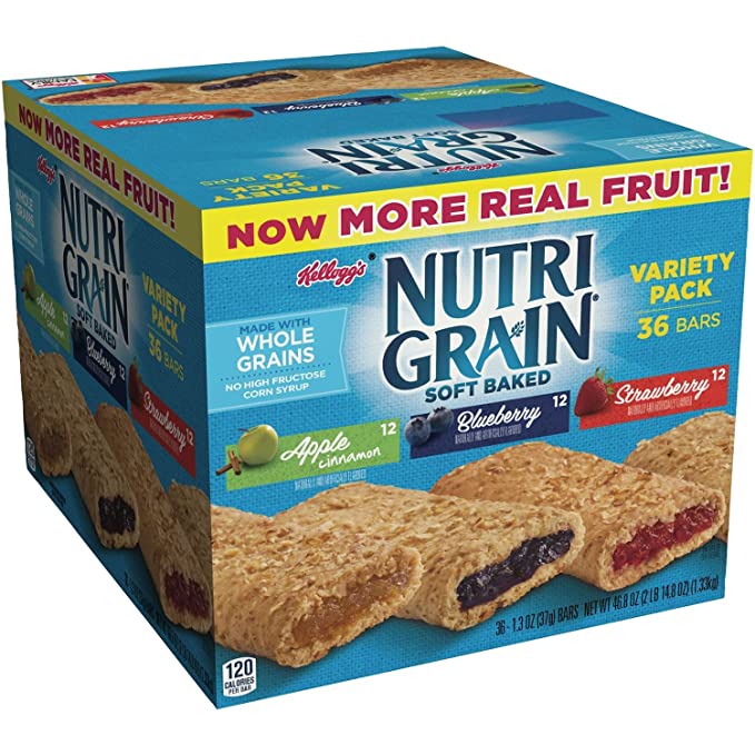  Nutri-Grain-Kellogg's Cereal Bars Variety Pack, 1.3 oz, 2Pack (36-Count Each) DSgkwl - 689377976264