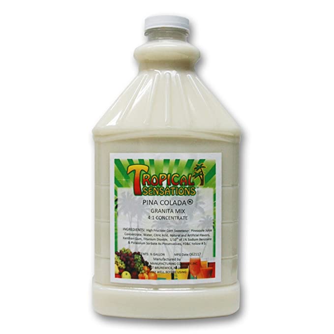 Pina Colada Frozen Drink Mix, Tropical Sensations, 1 bottle (64 oz.) 4 plus 1 concentrate - 689380931021