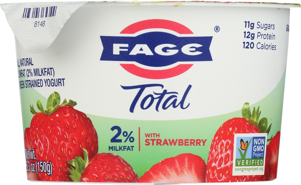 FAGE TOTAL GREEK: Strawberry Yogurt Total 2%, 5.3 oz - 0689544081463