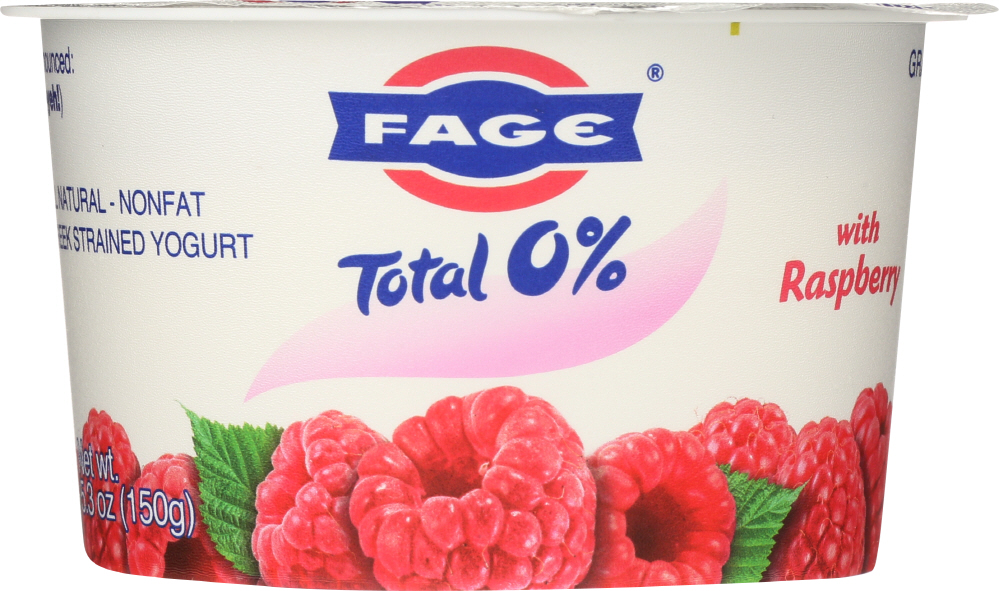 FAGE TOTAL GREEK: Raspberry Yogurt Total 0%, 5.3 oz - 0689544081739