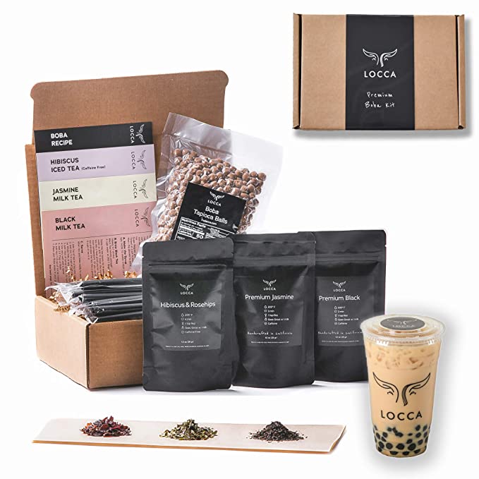  Locca Hibiscus Bubble Tea Kit | 24+ Boba Drinks Premium Hibiscus Rosehips, Jasmine, Black Tea | Premium Loose Leaf Teas | DIY Kit for Hibiscus Milk Tea Kit  - 689585362019