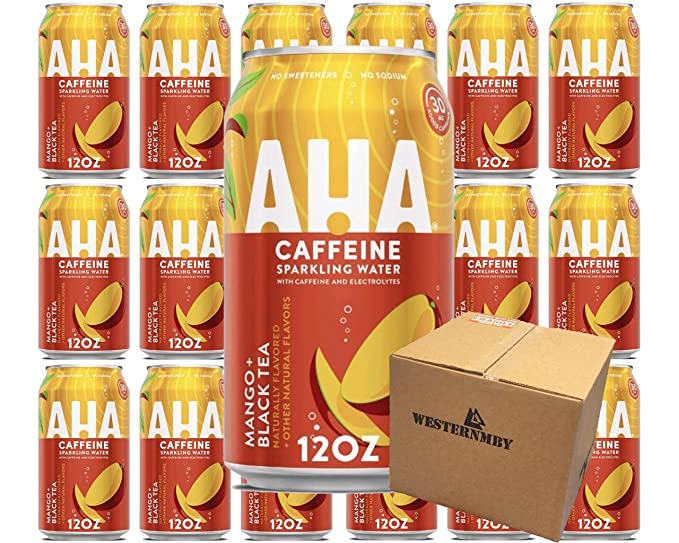  AHA Mango Black Tea Cans, 12 fl oz, 18 cans  - 689825636375