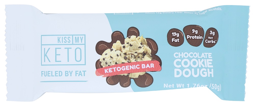 KISS MY KETO: Chocolate Cookie Dough Keto Bar, 1.76 oz - 0689856041537