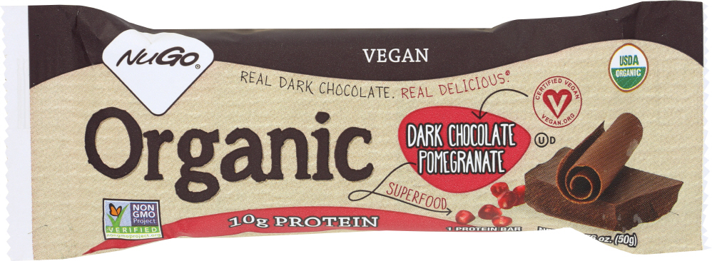 Go Organic, Protein Bar, Dark Chocolate Pomogranate - go