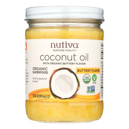 NUTIVA: Coconut Oil Organic Buttery Flavor, 14 Oz - 0692752106767