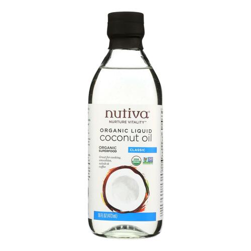 NUTIVA: Liquid Coconut Oil Classic Glass, 16 oz - 0692752108822