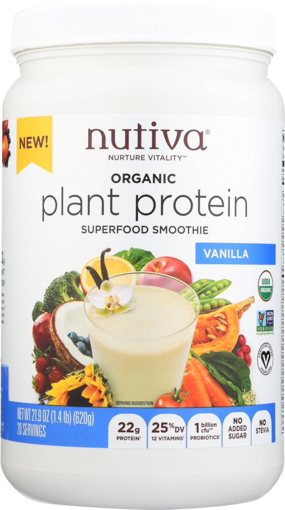 NUTIVA: Protein Plant Vanilla Organic, 21.9 oz - 0692752109249
