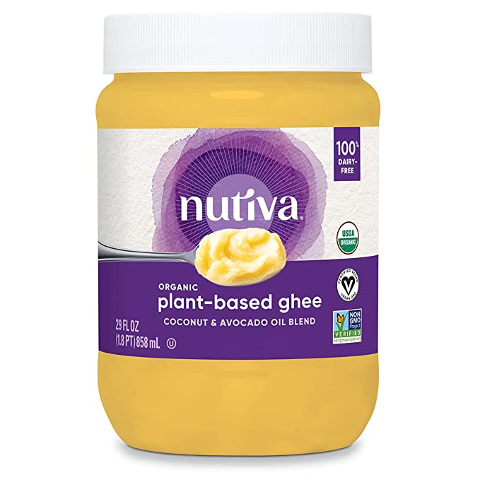  Nutiva Organic Vegan Plant-Based Ghee, 29 Oz PET, USDA Organic, Non-GMO, Whole 30 Approved, Vegan, Gluten-Free, Dairy-Free, Soy-Free and Keto Certified, Vegan Alternative to Traditional Ghee & Butter  - 692752113420