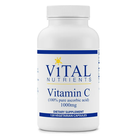 Vital Nutrients - Vitamin C 1000 mg (100% Pure Ascorbic Acid) - Potent Antioxidant to Support Iron Absorption - 120 Vegetarian Capsules - 693465517215
