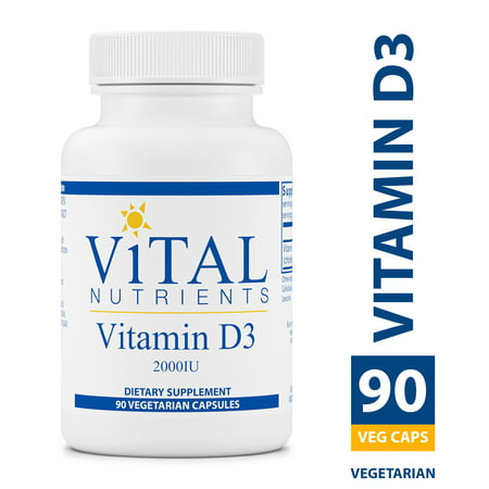 Vital Nutrients - Vitamin D3 2 000 IU - Supports Calcium Absorption and Bone Health - Gluten Free - 90 Vegetarian Capsules per Bottle - 693465537114