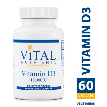 Vital Nutrients - Vitamin D3 - Supports Calcium Absorption and Bone Health - 60 Vegetarian Capsules per Bottle - 10,000 IU - 693465541111