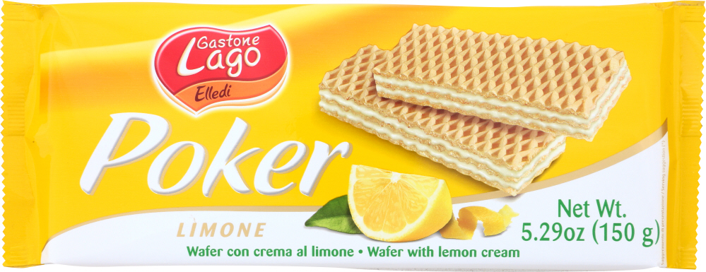 GASTONE LAGO: Cookie Lemon Cream Wafer Poker, 5.29 oz - 0694649003791