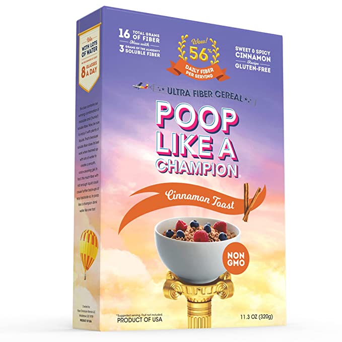  Low Carb Gluten Free High Fiber Cereal - Cinnamon Toast Flavor | Keto Friendly & Healthy Cereal | Poop Like a Champion Breakfast Essentials with Soluble Fiber, Insoluble Fiber & Psyllium Husk Powder - 696302737357