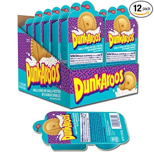  Dunk-A-Roos 12 PACK - Vanilla Cookies and Vanilla Frosting W/ Rainbow Sprinkles Dunkaroos Classic Retro Vintage Snack Pack  - 697478850925