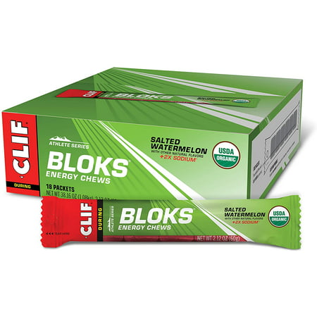 CLIF BLOKS - Energy Chews - Salted Watermelon -Non-GMO - Plant Based Food - Fast Fuel for Cycling and Running -Workout Snack (2.1 Ounce Packet 18 Count) - (Assortment May Vary) - 697584937244