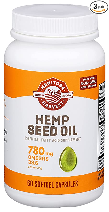  Manitoba Harvest Hemp Oil, 60 Softgel Capsules (Pack of 3)  - 697658101052