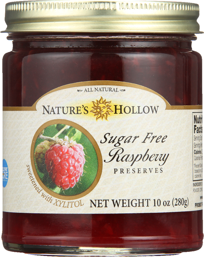 NATURE’S HOLLOW: Sugar Free Raspberry Preserves, 10 oz - 0698556700507