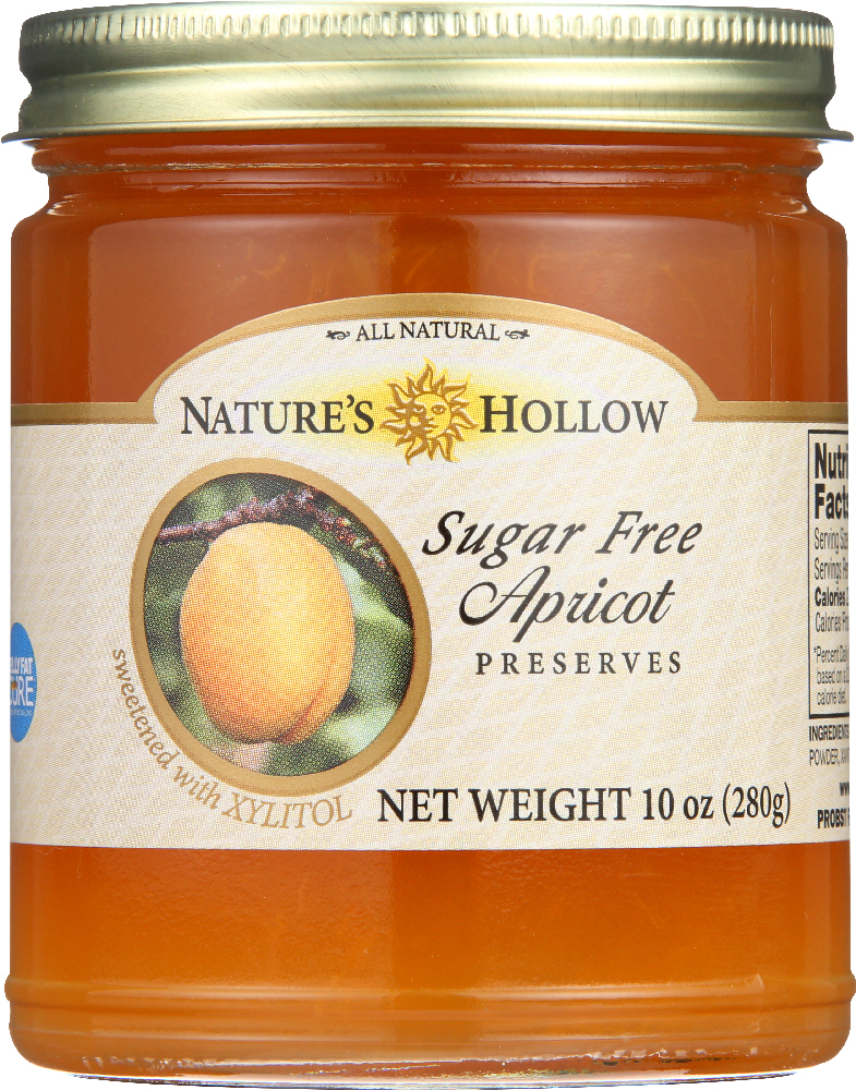 NATURE’S HOLLOW: All Natural Sugar Free Apricot Preserves Sweetened With Xylitol, 10 oz - 0698556700521