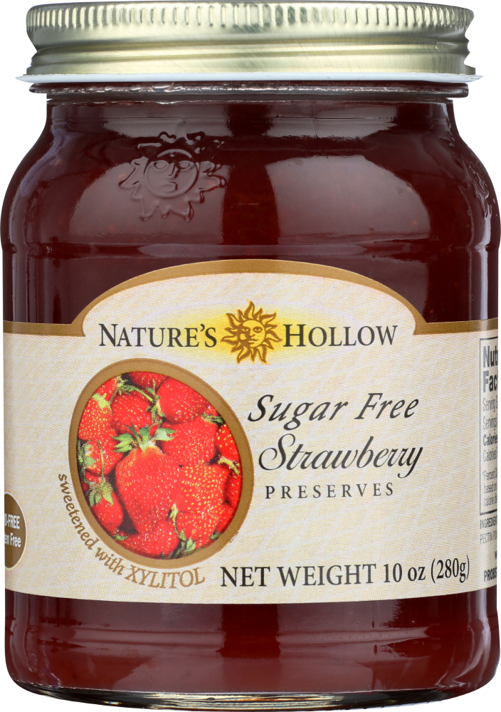 NATURE’S HOLLOW: Sugar Free Strawberry Preserves, 10 oz - 0698556700538