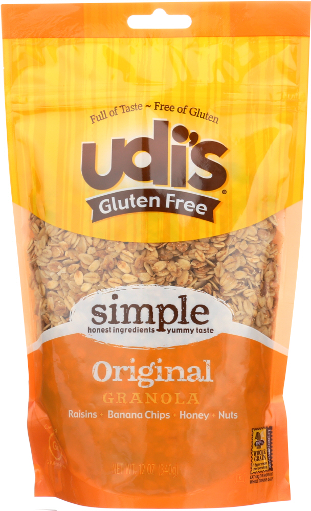 UDIS: 100% Whole Grain Gluten Granola Original, Dairy Soy & Nut Free, 12 Oz - 0698997806172