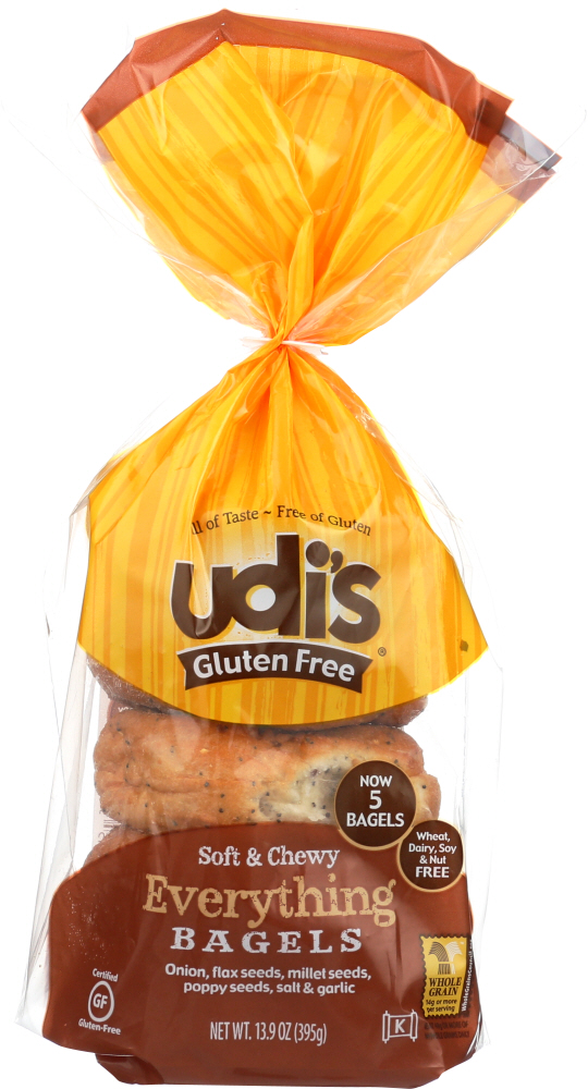 UDI’S GLUTEN FREE: Everything Bagels 5 Count, 13.9 oz - 0698997807155