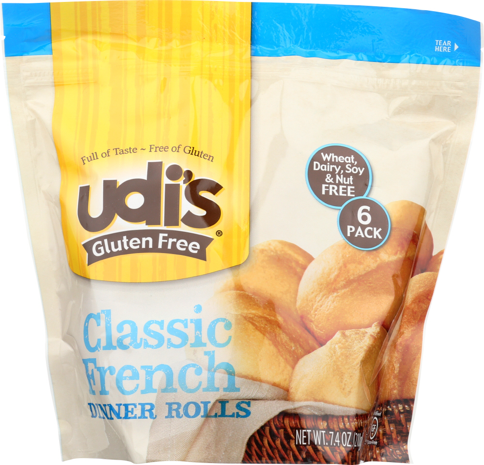 UDIS: Gluten Free Classic French Dinner Rolls, 7.4 oz - 0698997807445
