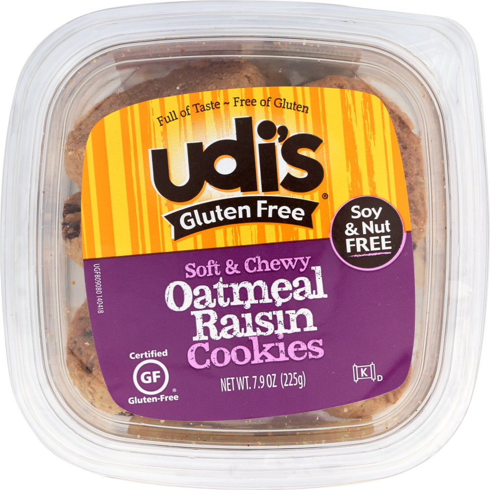 UDIS: Gluten-Free Oatmeal Raisin Cookies, 7.9 oz - 0698997809081