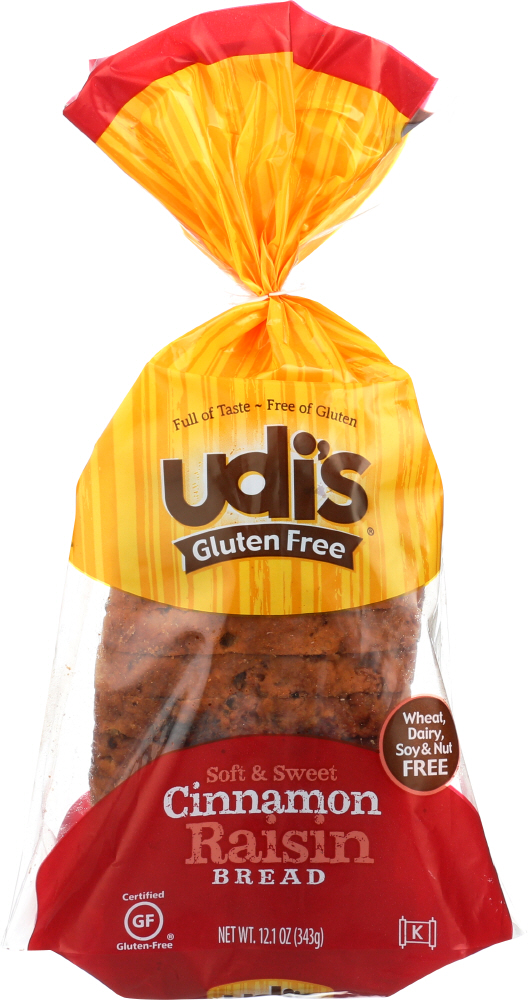 Udi'S, Gluten Free Soft & Sweet Cinnamon & Raisin Bread - 698997809258