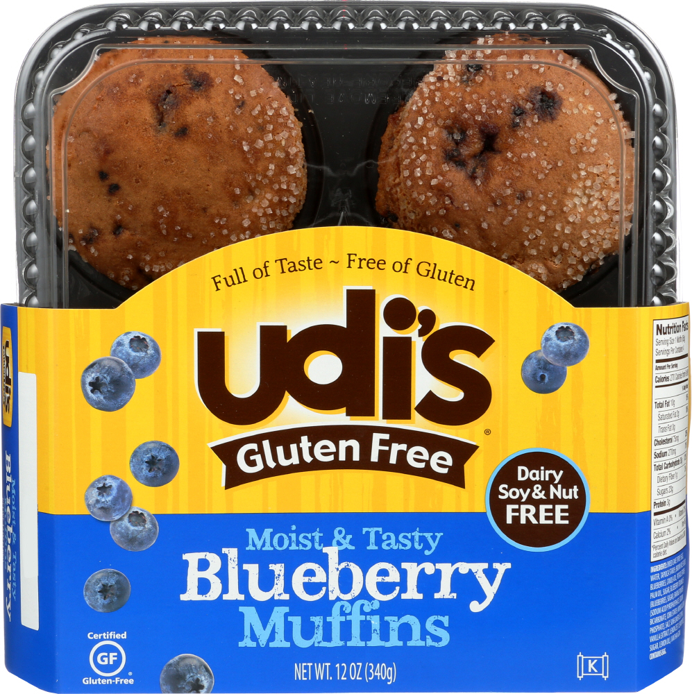 Udi'S, Gluten Free Moist & Tasty Muffins, Blueberry, Blueberry - 698997809319