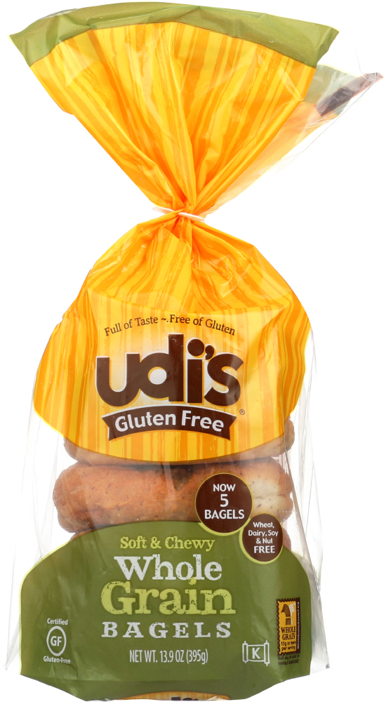 Udis, Soft & Chewy Whole Grain Bagels - 698997809647