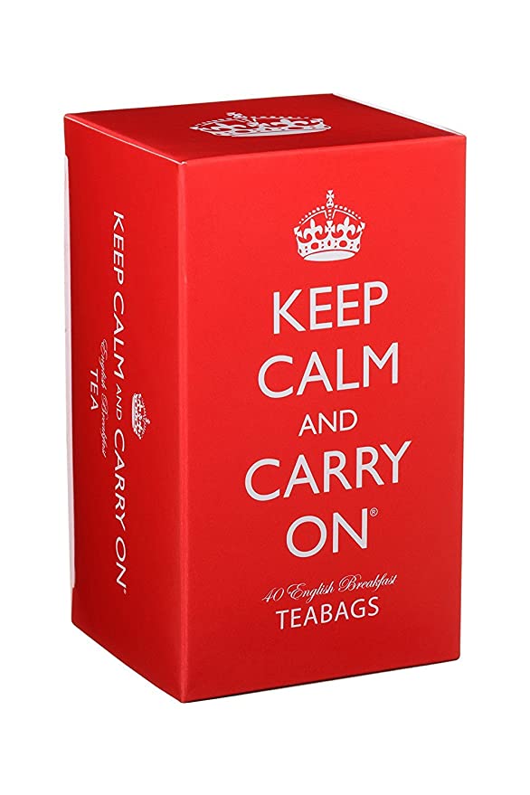  Keep Calm and Carry On Tea Carton Box, English Breakfast Tea (40 Bags, 125g, 4.4oz)  - 700424970858