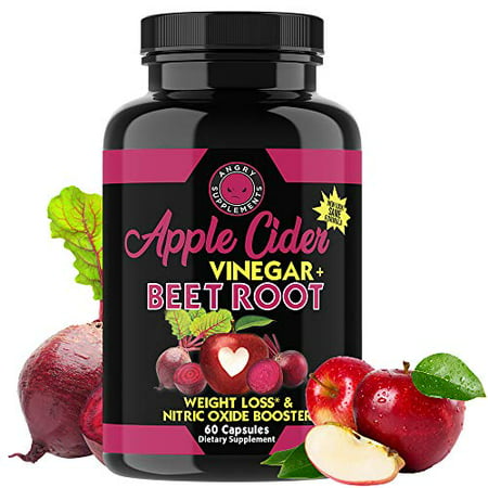 Angry Supplements Apple Cider Vinegar + Beet Root Capsules, Detox Pills, Nitric Oxide + Energy Booster (1-Bottle) - 700465360663