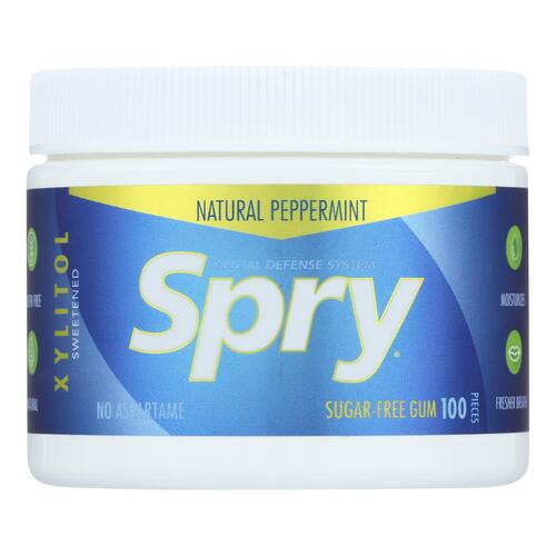 Spry Chewing Gum - Xylitol - Peppermint - 100 Count - 1 Each - raw
