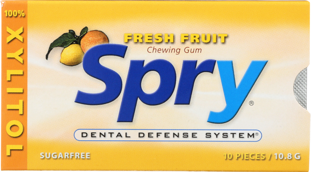 SPRY: Chewing Gum Fresh Fruit, 10 Pieces - 0700596000636