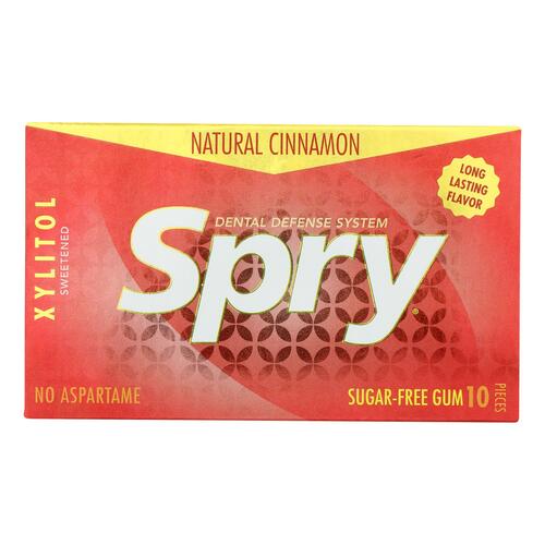 SPRY: Chewing Gum Cinnamon, 10 Pieces - 0700596000643