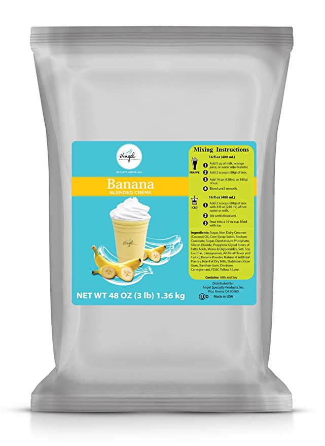  Angel Specialty Products, Blended Smoothie, Frappe Powder Mix, Banana [3 LB] [34 Servings]  - 702334644805