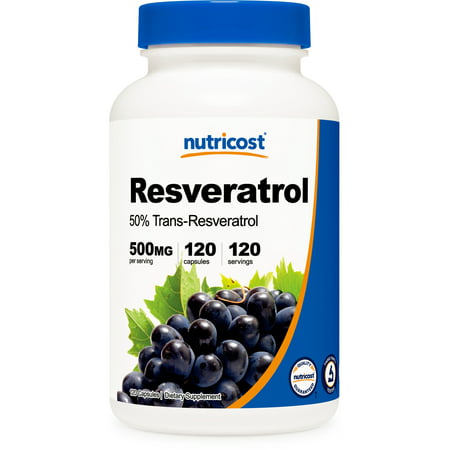 Nutricost Resveratrol 500mg; 120 Capsules - 50% Trans-Resveratrol - Gluten Free Non-GMO - 702669931397