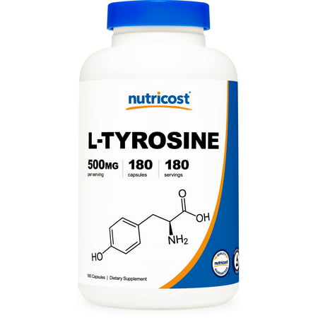 Nutricost L-Tyrosine 500mg 180 Capsules - Non-GMO & Gluten Free - 702669931885