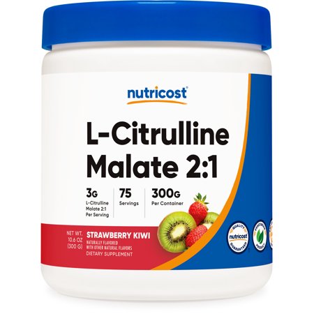 Nutricost L-Citrulline Malate Powder 2:1 300 Grams (Strawberry Kiwi) - Gluten Free & Non-GMO - 702669932202