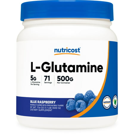 Nutricost L-Glutamine 500 Grams (Blue Raspberry) - Non-GMO Gluten Free Supplement - 702669932288