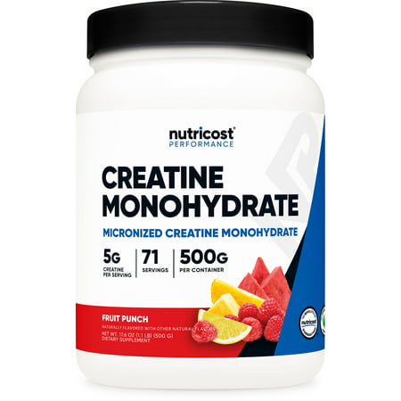 Nutricost Creatine Monohydrate (500 Grams) (Fruit Punch) - Gluten Free & Non-GMO - 702669932585