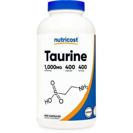Nutricost Taurine 1000mg 400 Capsules - Non-GMO & Gluten Free Supplement - 702669932639