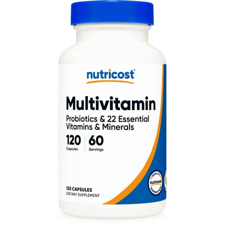 Nutricost Multivitamin With Probiotics 120 Vegetarian Capsules - Packed With Vitamins & Minerals - 702669933124